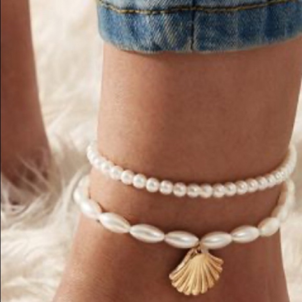 ❤️ Anklet Pearl Scallop Shell